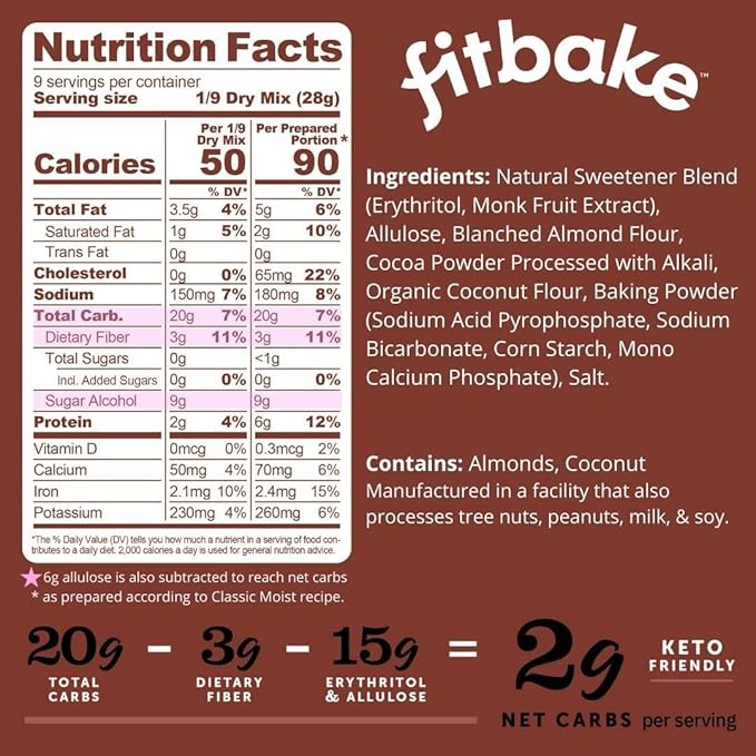 FitBake 2 Chocolate Cake Baking Mix and 2 Chocolate Frosting Bundle | 0g to 2g Net Carbs Per Serving | Keto Friendly Low Carb Food | Gluten Free Desserts | No Added Sugar