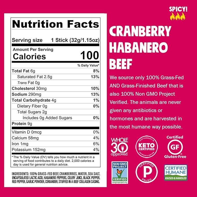 Chomps Variety Trial Pack Grass Fed and Free Range Beef &amp Turkey Sticks 8 Flavor Pack - Keto Paleo Whole30