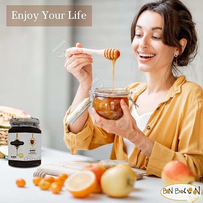 Shana Nigella Honey With Echinacea Extract Premium Natural Pure Egyptian Strap Syrup Egypt Arab Non Gmo Kosher Halal (1 Pack = 14.11 oz / 400 gm) شانه عسل نحل حبة البركة بخلاصة الأخناسيا حلال