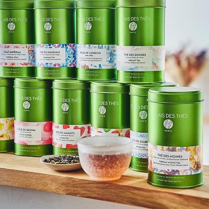 Palais des Thés - Geisha Flower - Green Tea &amp Cherry Blossom - Premium Loose Leaf Serves 20-25 Cups - 3.5oz Tin