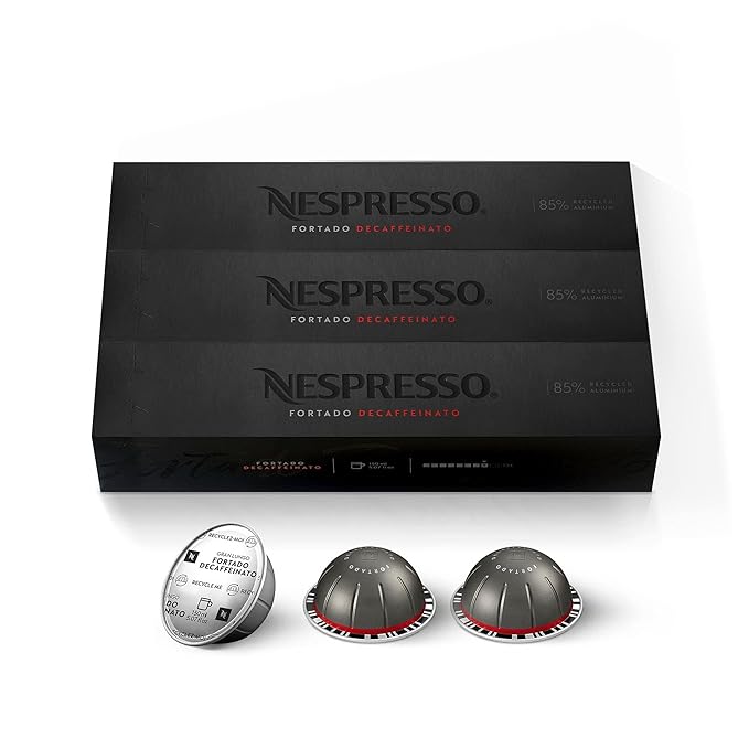 Nespresso Capsules Vertuo Fortado Decaffeinato Gran Lungo 30-Count Coffee Pods Brews 5.0 oz.