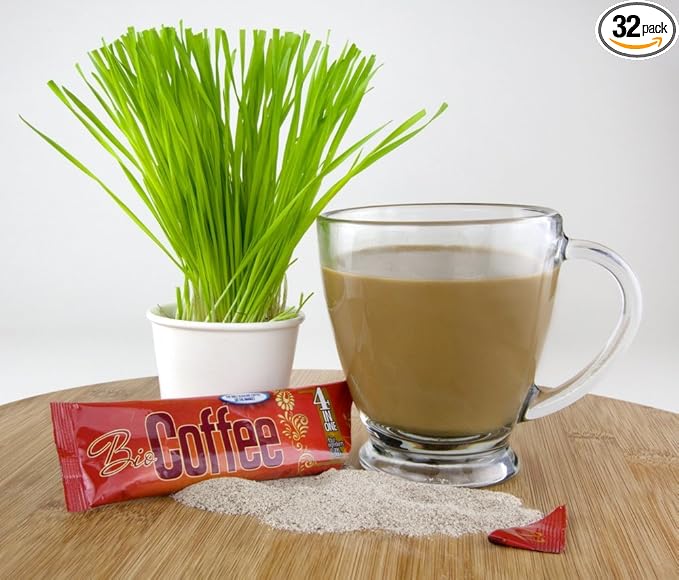 Bio Coffee- First Organic Instant Non-dairy Alkaline Coffee (2 Boxes 32 total sachets)