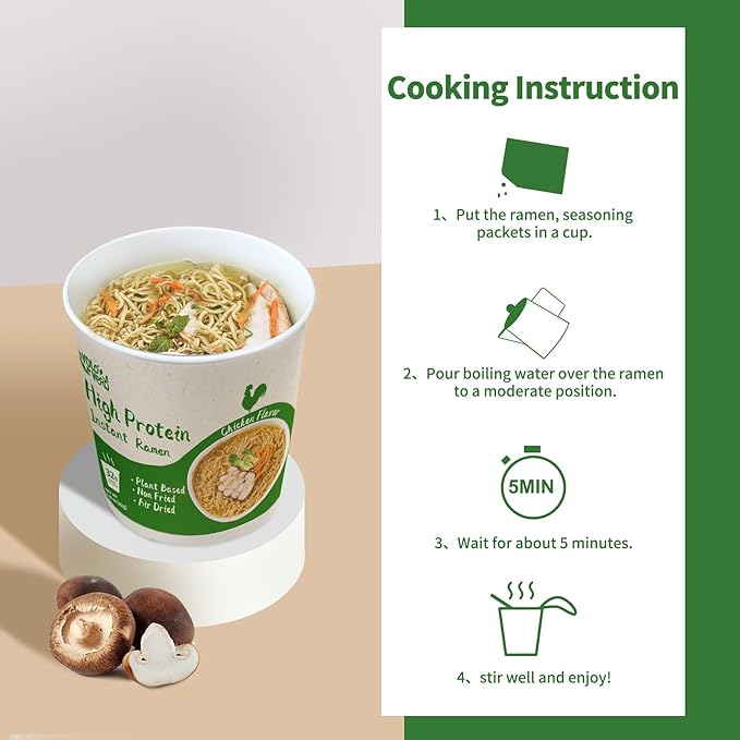 VOLO VERO High Protein Ramen Cups 14-Count Variety Flavors Plant-Based Vegan Non-Fried Low Fat Quick and Convenient Meals