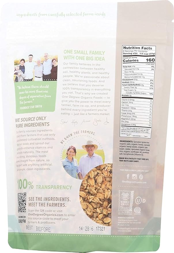 One Degree Sport Oat GranOg2Hny Hm 11 Oz (Pack Of 6)