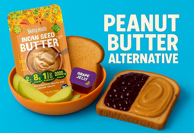 Brass Roots - Incan Seed Butter - Single Serving Grab n Go (10 Pack) - Peanut Butter Alternative - School Safe - Top 9 Allergy Free - Supports Gut Health