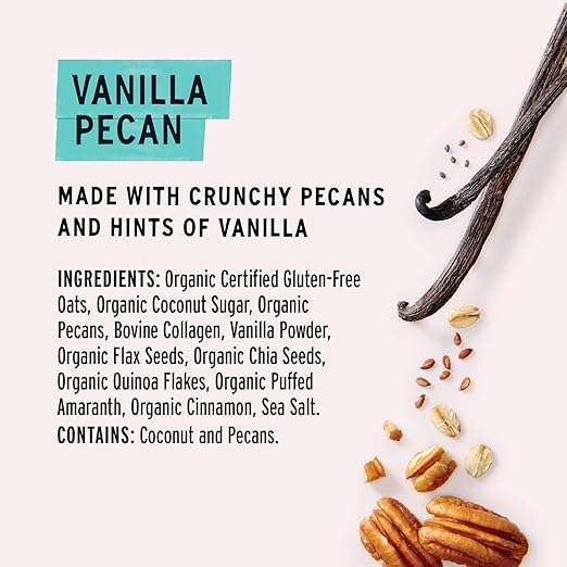 Purely Elizabeth Vanilla Pecan Superfood Oatmeal with Collagen Gluten Free 8 Oz (Pack of 6)