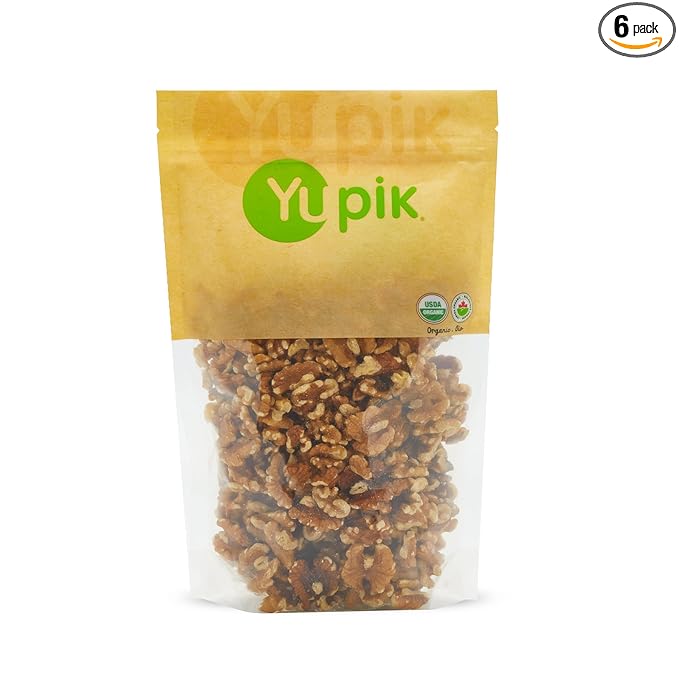 Yupik Organic Raw California Walnuts Halves 2.2 lb (35.2 oz) Pack of 6 Kosher Gluten-Free Non-GMO Vegan Half Nuts Unsalted Unroasted Source of Omegas Healthy Snacks Ideal for Baking