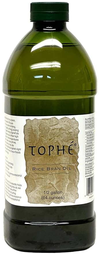 RICE BRAN OIL | All Natural Made from 100% Non-GMO Rice | Rich in Vitamin E and Gamma-Oryzanol | Unfiltered Non Winterized No Trans Fat and Heart Healthy | 1/2 Gallon By Tophe