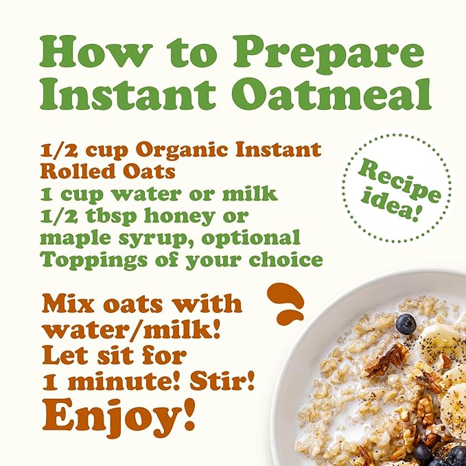 Food to Live Organic Instant Rolled Oats 7 Pounds - Ready in 1 Minute Non-GMO Whole Grain Oatmeal. Good Source of Fiber and Protein. Great Quick Cook and Overnight Oats for Nutritious Breakfast