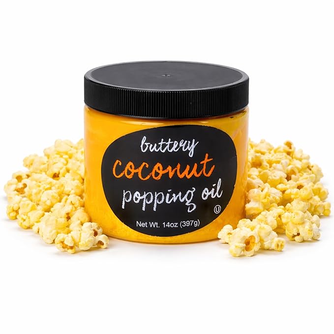 Buttery Coconut Oil for Popping - Wabash Valley Farms Premium Popcorn Oil Popcorn Butter Flavored Coconut Oil Refined Coconut Oil for Cooking Popcorn Movie Theater Popcorn (14 oz)