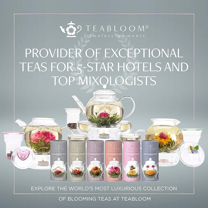 Teabloom Exceptional Organic &amp Kosher Certified Loose Leaf Tea Chest World's Largest Tea Collection with 24 Varieties of Black Green White Oolong and Herbal Teas