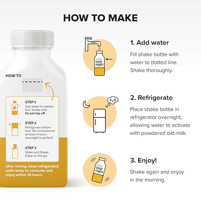 Oats Overnight Maple Brown Sugar Bottled Shake - Gluten Free Non-GMO Vegan Friendly Breakfast Meal Replacement Shake with Powdered Oat milk. 15g of Protein (10 Pack)