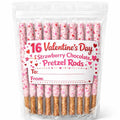 16 Valentine’s Day Strawberry Chocolate Pretzel Rods – Individually Wrapped
