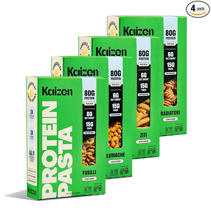Kaizen Pasta Variety Pack - Keto Low Carb High Protein (20g) Gluten-Free Keto-Friendly (6g Net) Plant-Based Lupini Noodles with High Fiber Lupin Flour