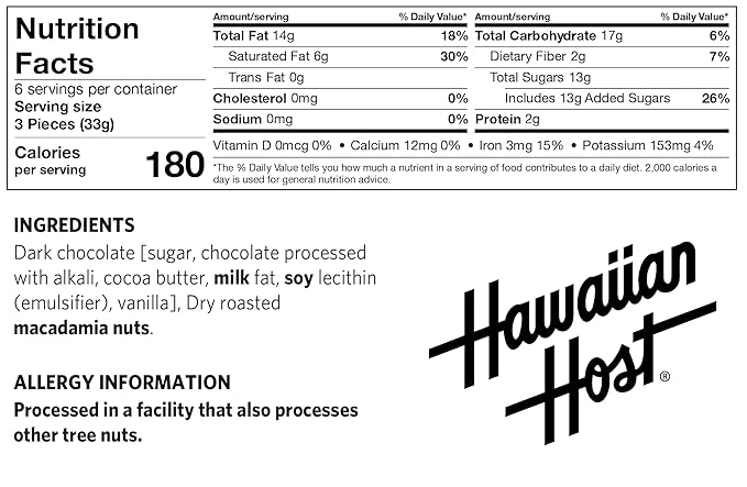 Hawaiian Host Founders Collection - Dark Chocolate Macadamia Nuts - 7 Oz Gift Box