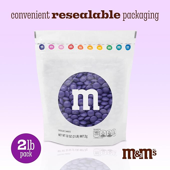 M&ampM'S Purple Milk Chocolate Candy 2lbs Bulk for Parties Gifts Desserts DIY Decorations
