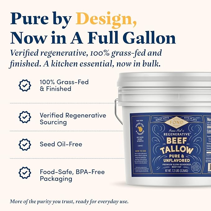 Regenerative Beef Tallow Pure &amp Unflavored 1-Gallon