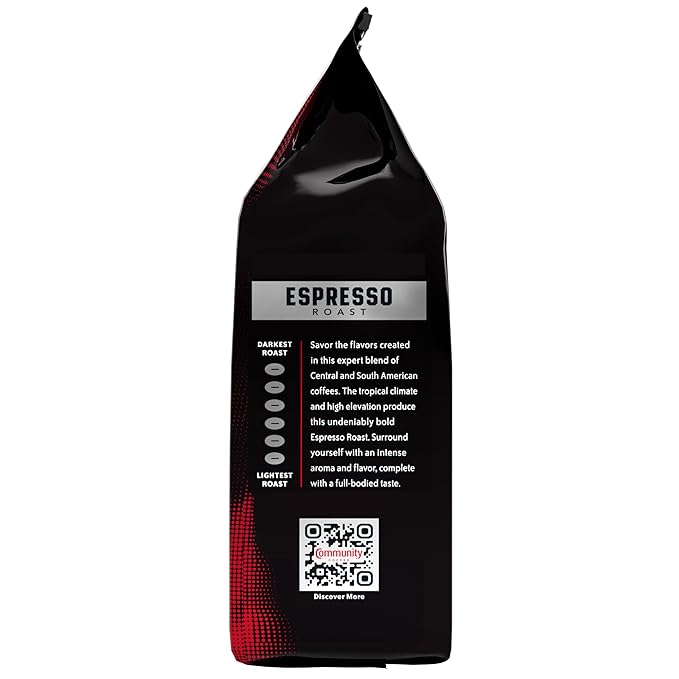 Community Coffee Dark &amp Bold Espresso Blend Dark Roast Whole Bean Coffee 11 Ounce Bag (Pack of 6)