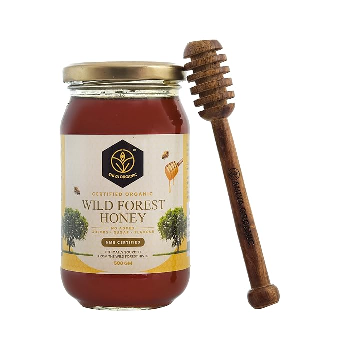 Shiva Organic's Wild Forest Honey - NPOP Organic Certified NMR Tested Natural Honey No Added Sugar Flavorful - 35.27 Ounces (1000g)