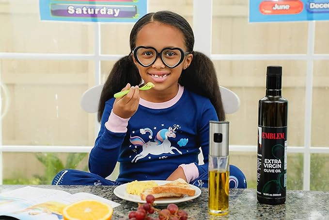 Emblem 100% Extra Virgin and Infused Olive Oil for Everyday Kitchen Use | Cold Extracted Cooking &amp Baking | Non GMO Keto Vegan Friendly 500ml (Mild Flavor)