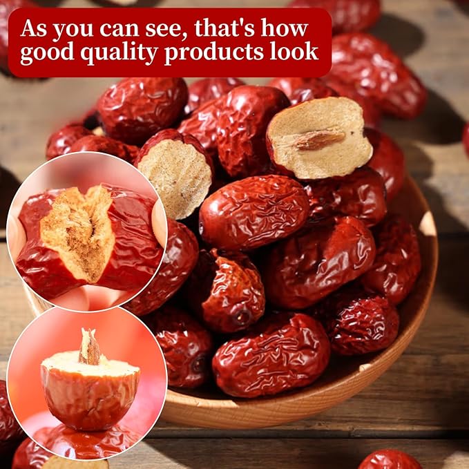 Baihuatang Chinese Jujube Dates 500g (1.1LB) dried red date High Grade Dried Red Dates Fruit Jujubes Healthy Dried Fruit Superfood Snack No Preservatives Vegan Kosher Sweet Crispy Small Core 红枣 大枣