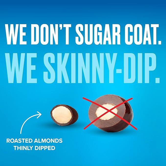 SkinnyDipped Dark Chocolate Peppermint Covered Almonds Healthy Snack Plant Protein Gluten Free 1.2 Ounce (Pack of 15)