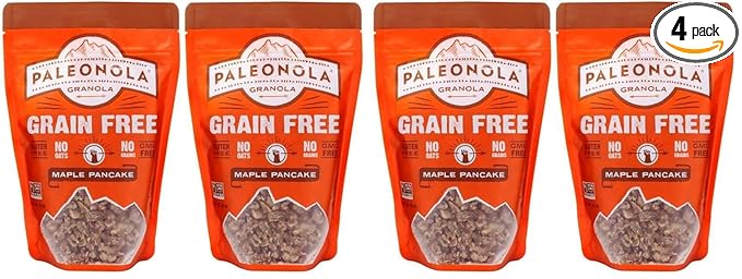 Paleonola Grain-Free Granola Maple Pancake Flavor Non-GMO Grain Soy Gluten Dairy-Free Low Carb Protein Snack for Healthy Breakfast 10 oz 4-Pack