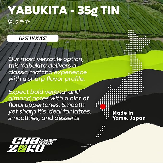 Chazoku Yabukita (35g Tin) - Matcha Green Tea Powder - Single Cultivar - Ceremonial Grade First Harvest - Traditional Japanese Matcha - Stone Milled - Fresh from Yame Japan
