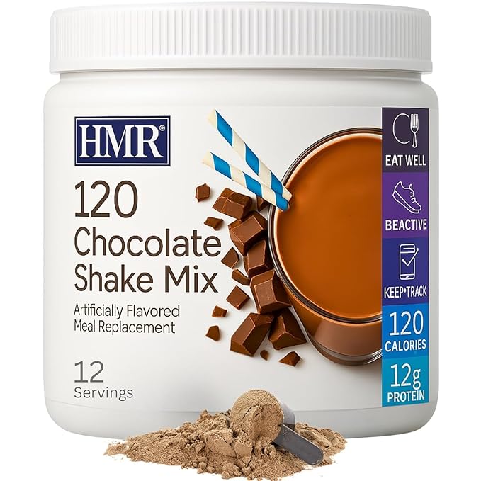 HMR 120 Chocolate Shake &amp 120 Vanilla Shake Meal Replacement Powder Twin Pack 12g Protein 120 Cal 2 Canisters of 12 Servings Each (Van/Choc)