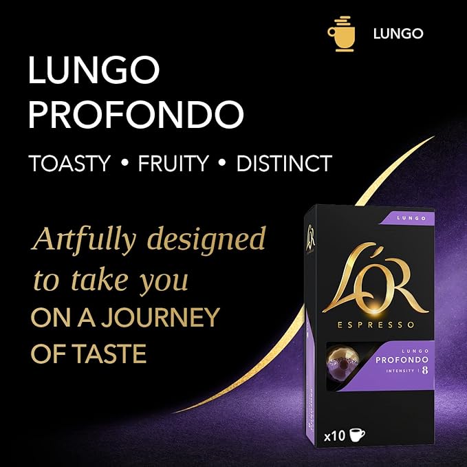 L'OR Espresso Capsules 100 Count Profondo Lungo Single-Serve Aluminum Coffee Capsules Compatible with the L'OR BARISTA System &amp *Nespresso Original Machines