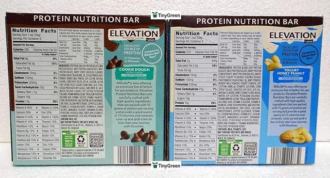 Elevation by Millville Protein Nutrition Bar Two Flavors Bundle (Pack of Two)