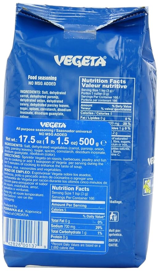 Vegeta Gourmet Seasoning No MSG 17.5oz 500g bag (17.5 Ounce (3 pack))