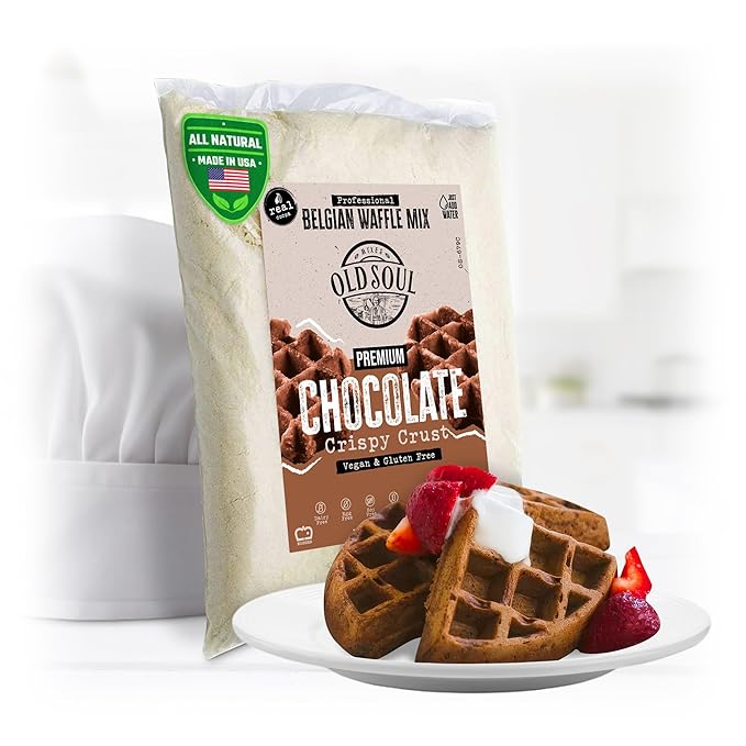 OldSoul Professional Belgian Waffle Mix | GLUTEN FREE &amp VEGAN | 5 Lbs | Crispy | Chocolate Flavour | 28 Waffles (5 Lbs Gluten Free &amp Vegan)
