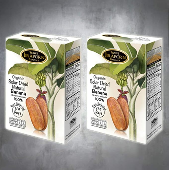 Thai Natural Banana Organic Solar Dried Flat Shape Delicious 400 g X 2