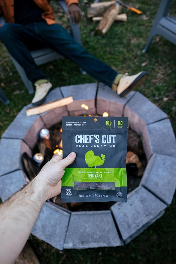 Chef’s Cut Real Turkey Jerky | High Protein Meat Snack with 10g Protein &amp 80 Calories Gluten Free Keto-Friendly Premium Lean Turkey Breast | Teriyaki | 2.5 oz (Pack of 8)