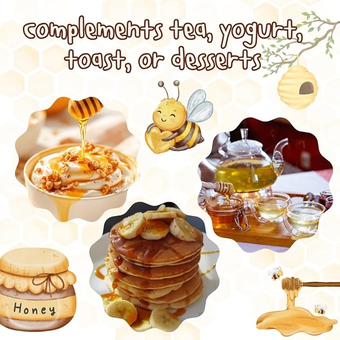 Mini Honey Jars Set of 3 (45g Each) – Lychee Longan and Wildflower Honey – Assorted Flavors Gift Pack for Tea Coffee Breakfast and Desserts