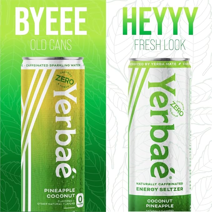 Yerbae Energy Seltzer - Pineapple Coconut 0 Sugar 0 Calories 0 Carbs Energized by Yerba Mate &amp Plant-Based Healthy Alternative to Coffee and Sugary Sodas 12oz cans (12 Pack)