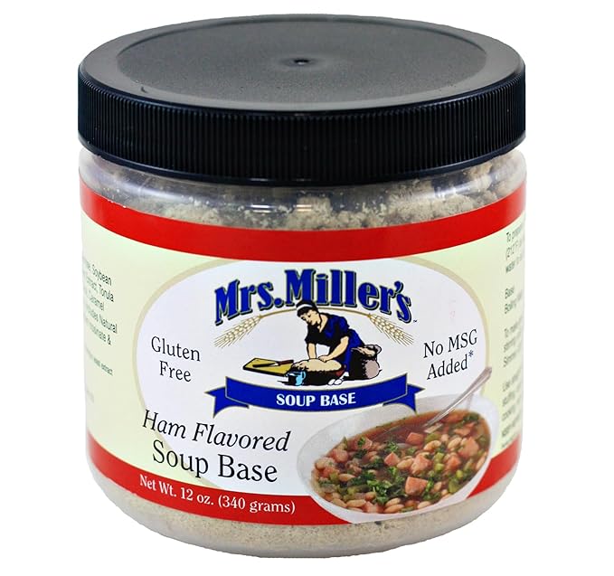 AmishTastes Mrs. Miller's Soup Base 64 Oz. Variety Box- Beef Low Sodium Chicken Chicken Vegetable French Onion and Ham Flavors