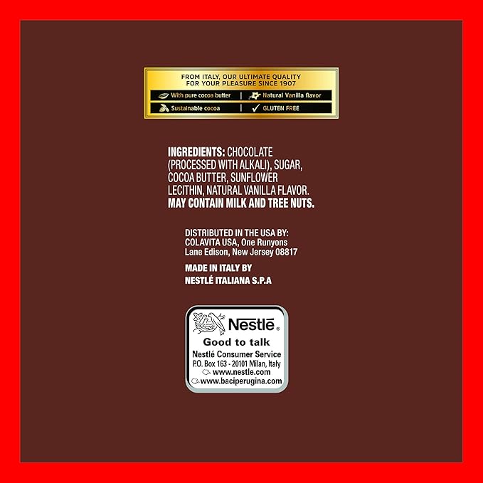 Perugina Bittersweet Chocolate bar 70% 3 Ounce (Pack of 12)