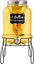 2 Gallon Glass Drink Dispensers for Parties Beverage Dispenser with Stand Fruit Infuser and Stainless Steel Spigot 100% Leakproof Beverage Dispenser for Lemonade Sun Tea