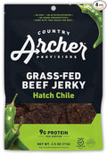 Hatch Chile Beef Jerky by Country Archer 100% Grass-Fed Gluten Free 2.5 Ounce (4 Pack)