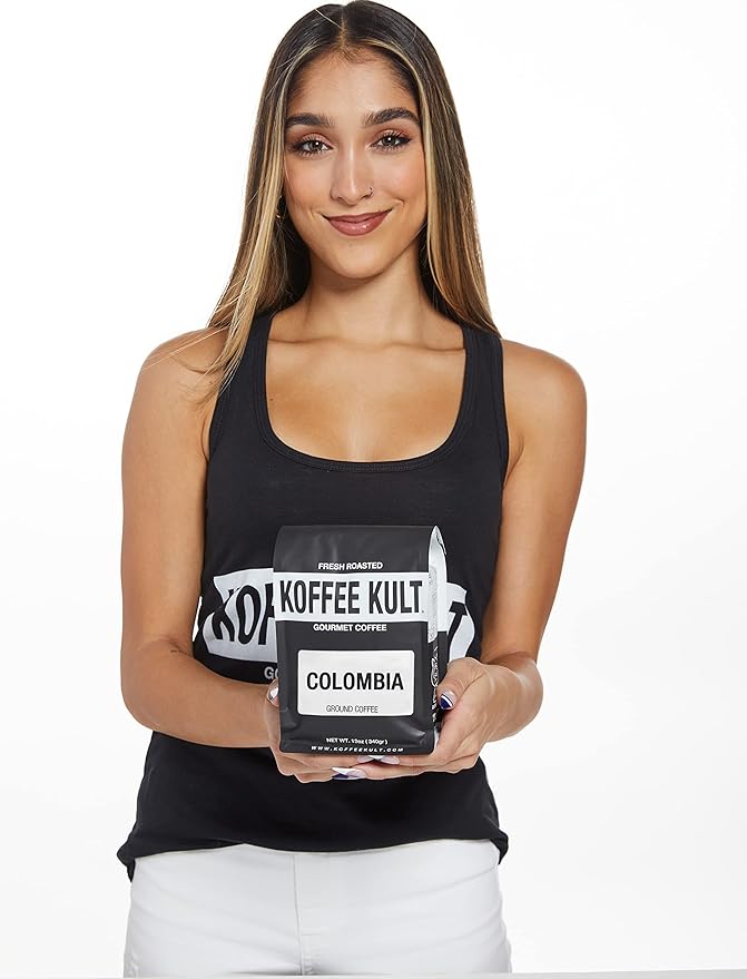 Koffee Kult Colombian Medium Roast Coffee Ground Beans 100% Single Origin Colombia Arabica Whole Bean (Ground 12oz)
