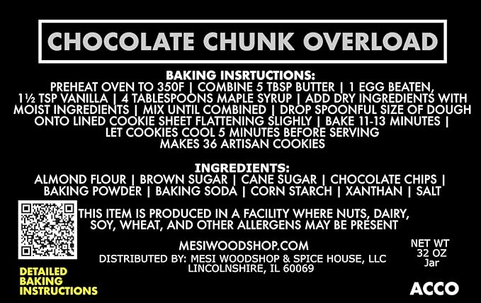 Chocolate Chunk Overload | Gluten Free Cookies| Chocolate Chip Cookie Mix | Cookie Dough Mix Makes 36 Almond Flour Cookies| A Sweet Healthy Desert Made With Almond Flour