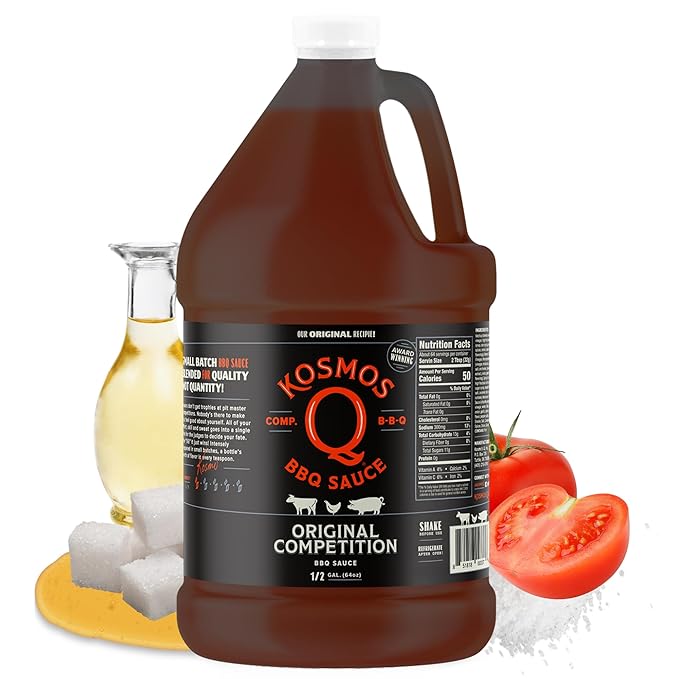 Kosmos Q Original Competition BBQ Sauce Sweet and Smoky Barbecue Sauce for Ribs Pulled Pork Brisket Chicken &amp More Award-Winning Competition Recipe with Brown Sugar Ketchup &amp Worcestersh