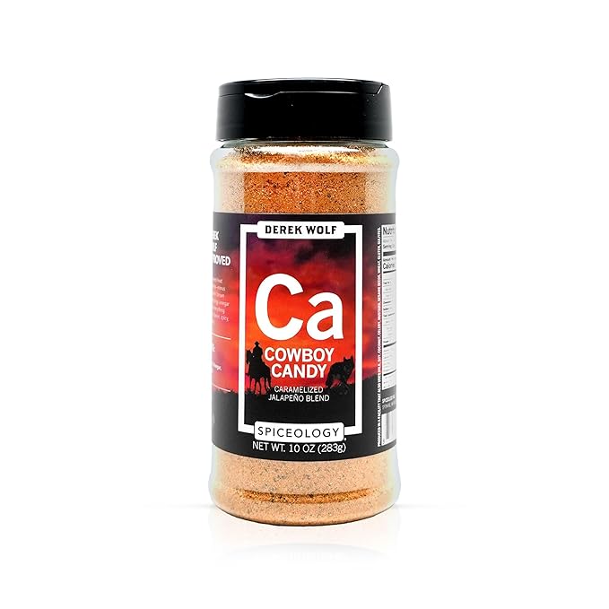 Spiceology – Derek Wolf Cowboy Candy Seasoning – Sweet &amp Spicy Jalapeño Spice Blend – Gourmet Rub for Grilling Smoking BBQ Meat &amp Veggies – Freshly Ground – 10.4 oz