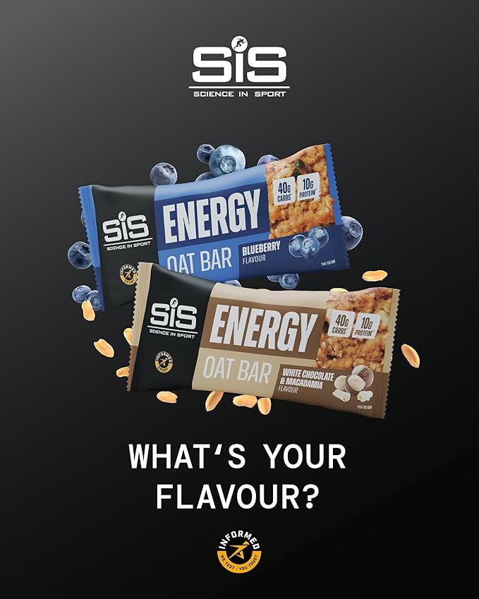 Science in Sport Energy Oat Bar - Oat Energy Bar for Elite Athletes - 40g Carbohydrates - 10g Protein - Balanced Nutrition Sports Snack - Vegan-Friendly - White Chocolate &amp Macadamia Flavor - 12 C