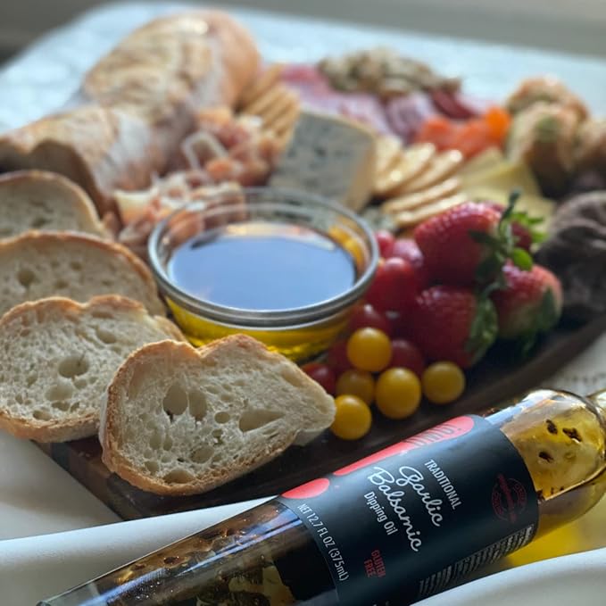 OMG! Gourmet Traditional Garlic Balsamic Dipping Oil | As found in Pike Place Market (Delicious Perfect for breads veggies salads and marinades) 375ml/12.7oz