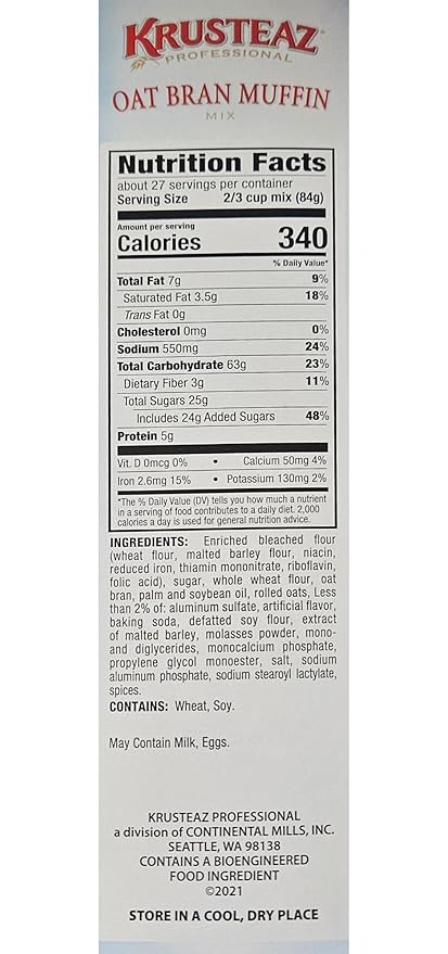 Krusteaz Muffin Mix - Oat Bran 5-Pounds