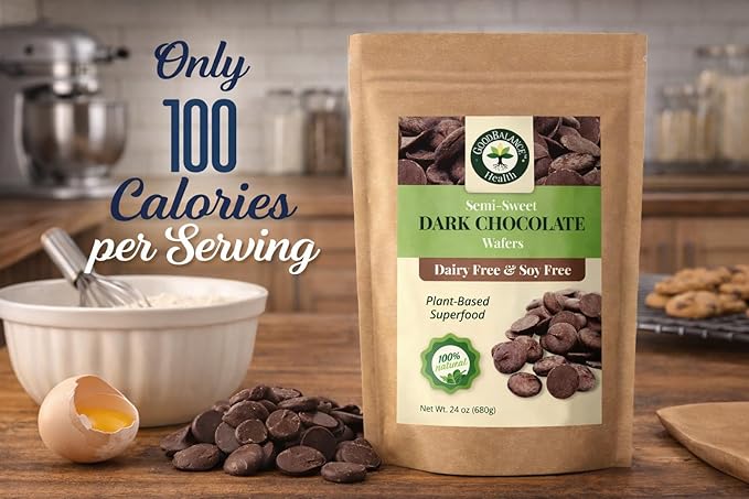 Good Balance Health Dark Chocolate Wafers Semi Sweet Dairy Free Soy Free Melting Chocolate for Deserts Baking Fondue Dipping Decorations 1 Resealable Bag 24oz total