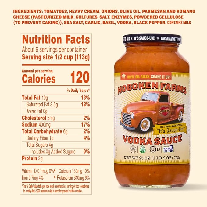 Hoboken Farms Sampler - No Sugar Added Low Sodium Non-GMO Preservative-Free Low Carb Keto – Better For You Pasta Sauce! (25 Fl Oz Pack of 4)